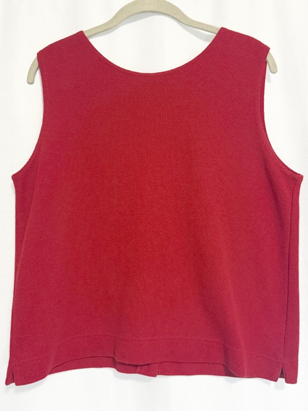 Vintage 90s Express Tricot Red Sleeveless Sweater with Button Back Detail Size M